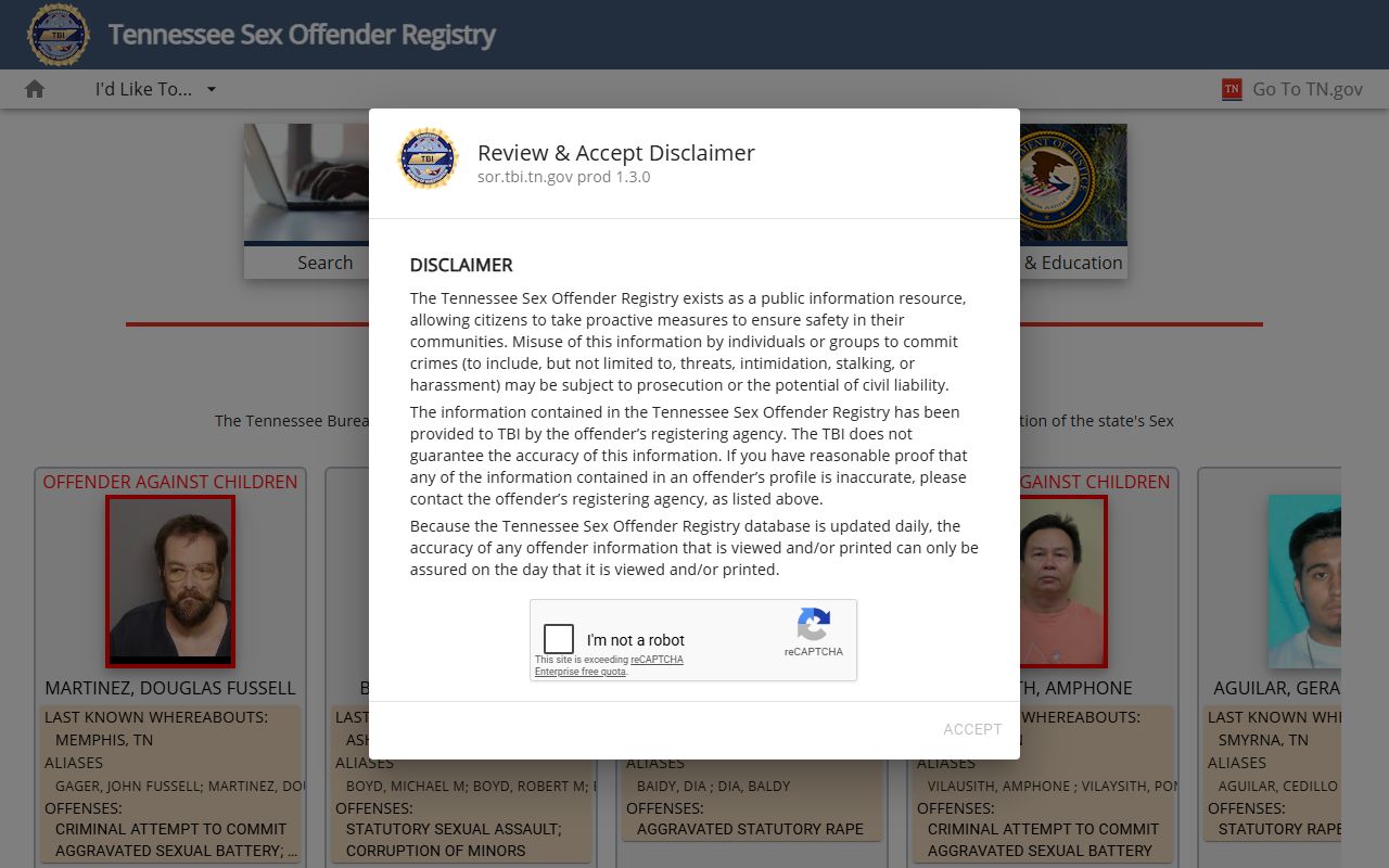 Grundy County arrest records and court charges TBI sex offender registry
