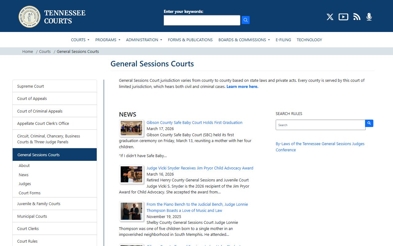 Grundy County court dockets General Sessions Court overview