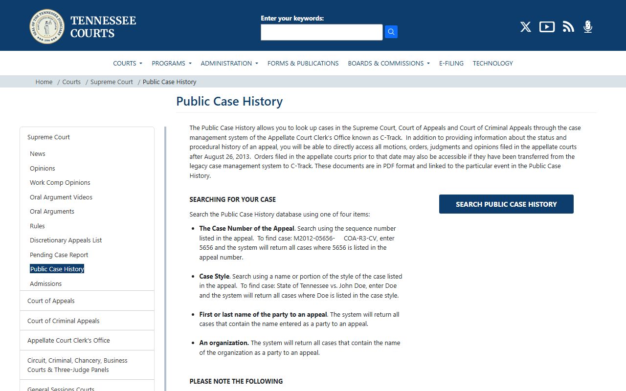 Grundy County court records Tennessee appellate case search