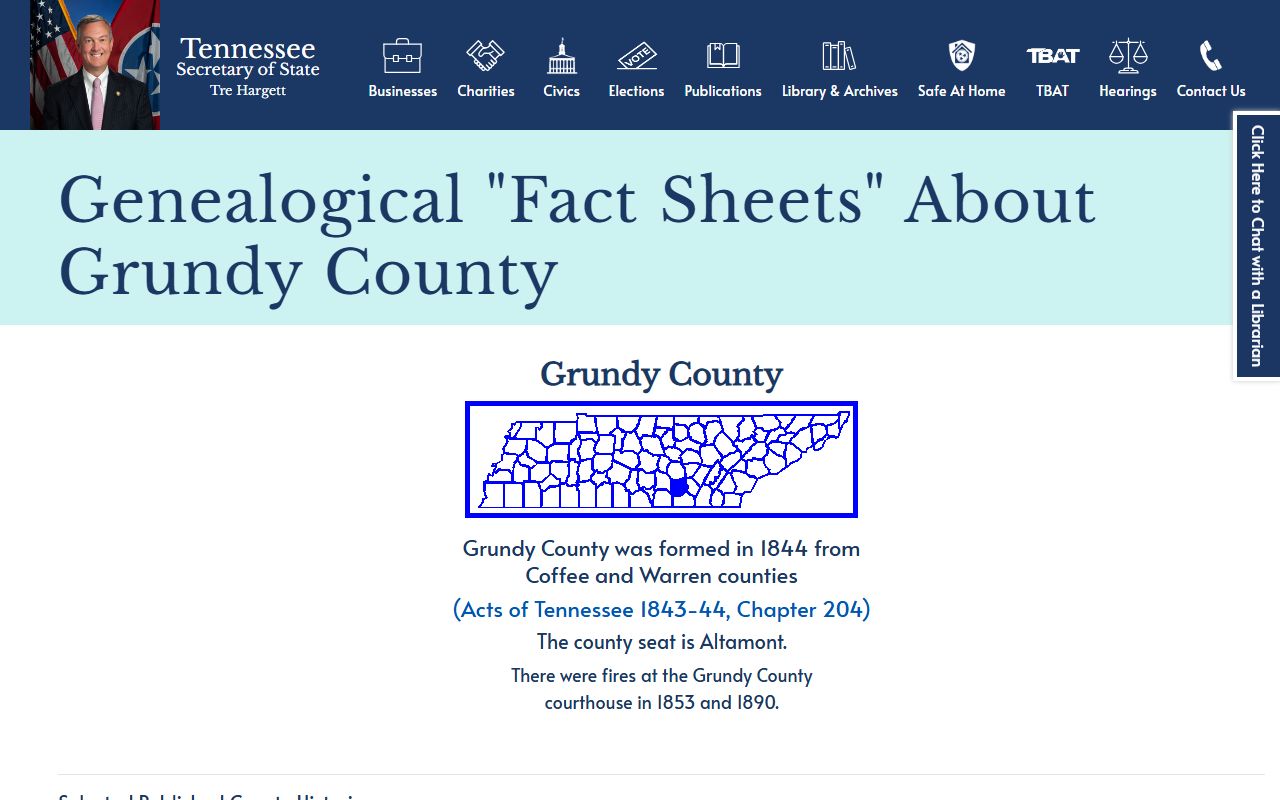 Grundy County court records TSLA genealogical fact sheet