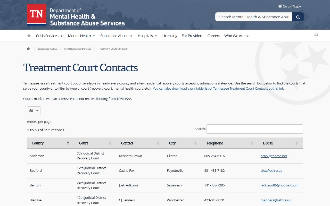 Grundy County criminal court records Tennessee treatment court contacts