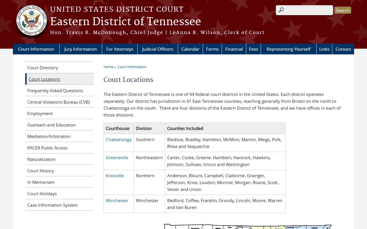 Grundy County Circuit Court Eastern District of Tennessee court locations
