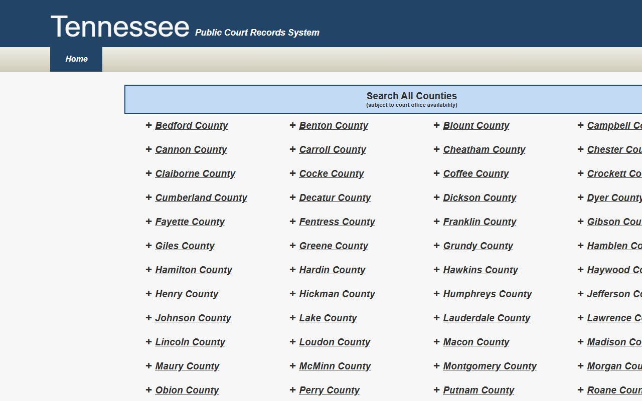 Grundy County court records TNCrtInfo statewide information portal