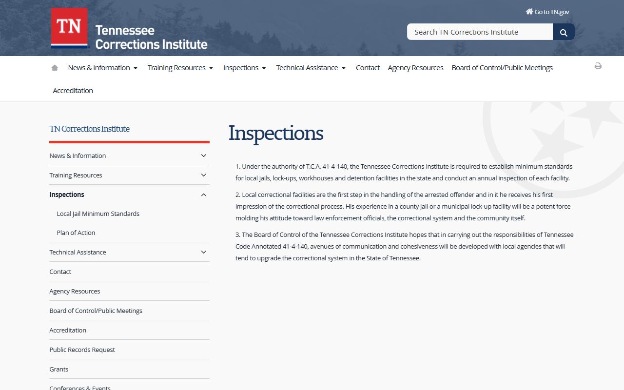 Grundy County inmate records TCI jail inspections