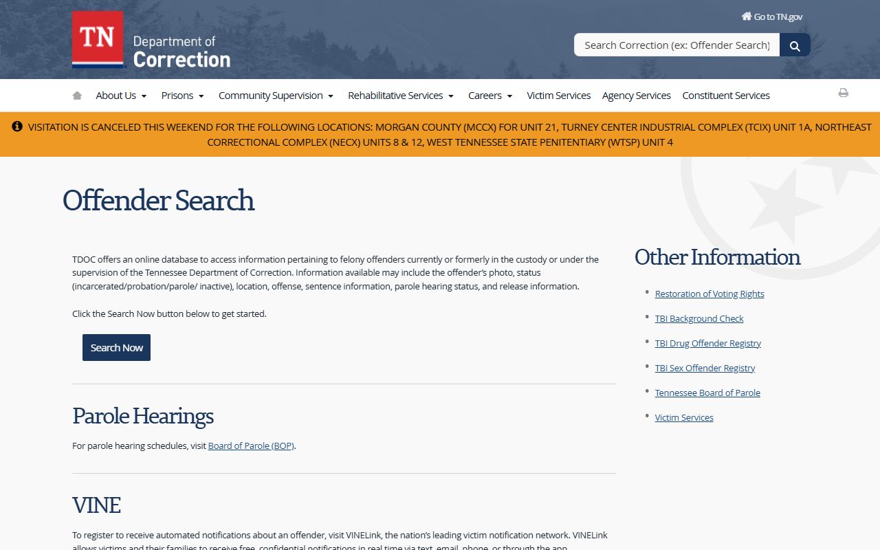 Grundy County inmate records TDOC FOIL search