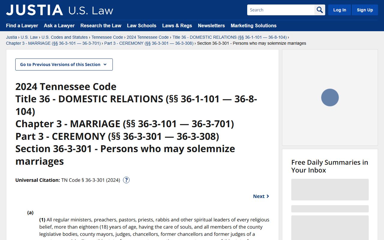 Grundy County marriage records Tennessee officiant statute