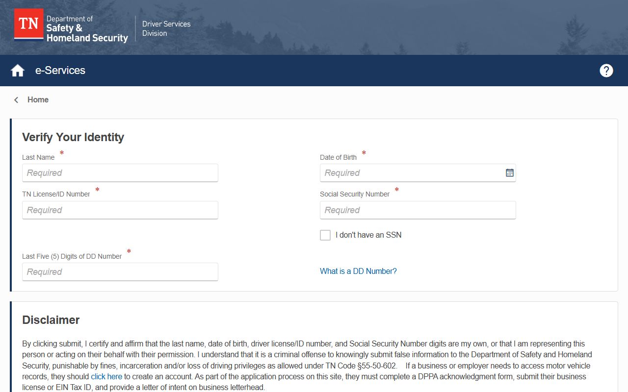 Grundy County traffic court records Tennessee online MVR portal