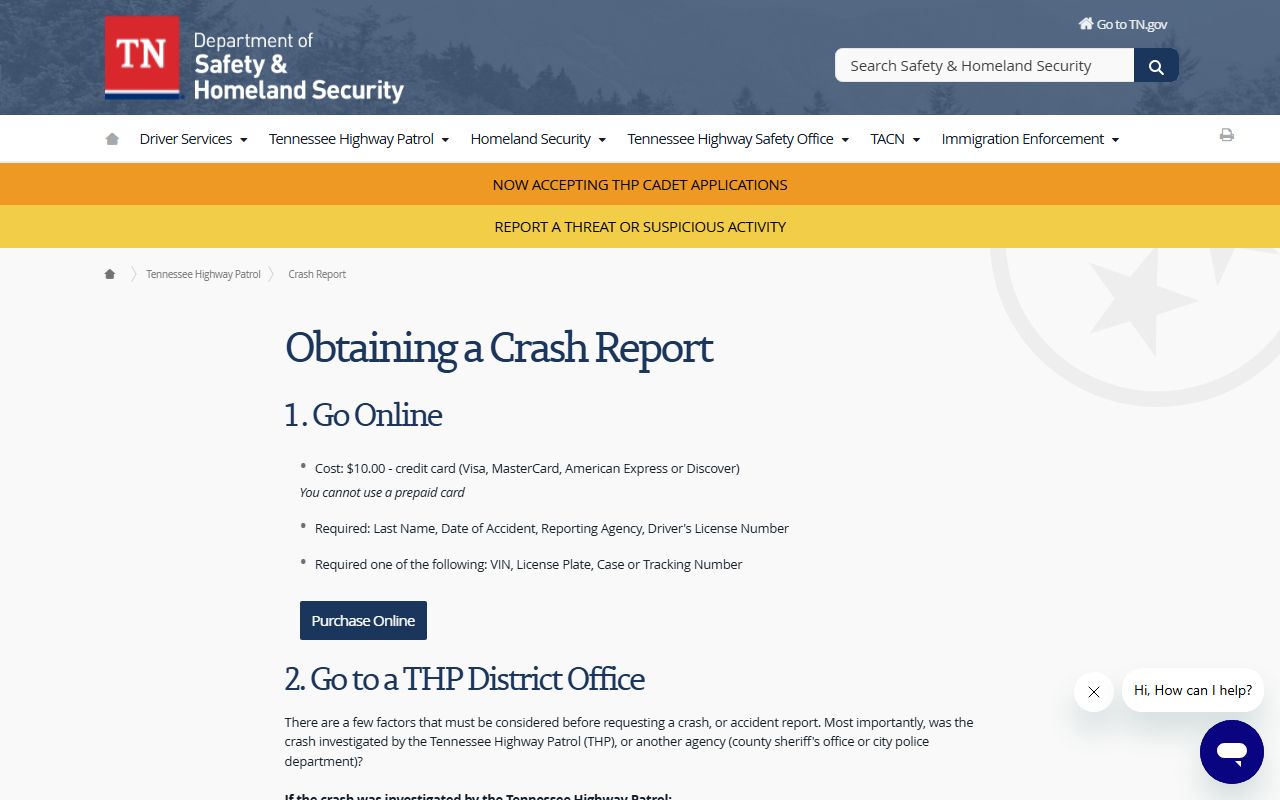 Grundy County traffic court records Tennessee crash report purchasing